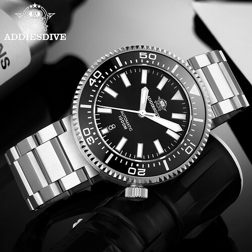 ADDIESDIVE-Men-Watch-316L-Stainless-Steel-Calendar-Watch-Ceramic-Bezel-100Bar-Diver-Sapphire-Crystal-BGW9-Super