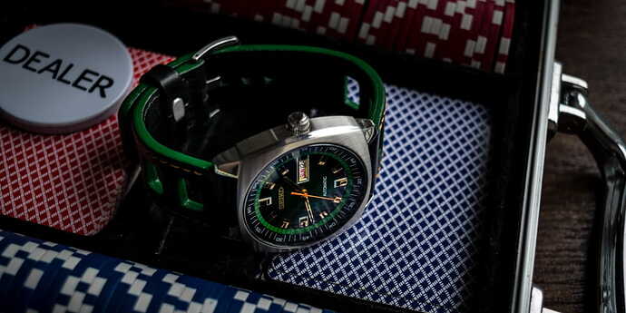 Leather-watch-strap-Seiko-SNKM97-Recraft-green-edges