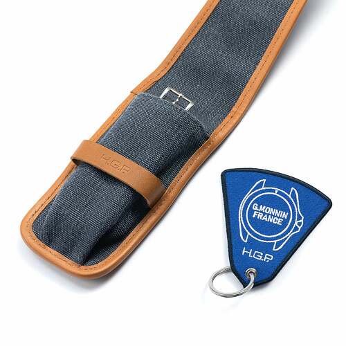 monnin-watch-case-key-ring-blue-canvas-brown-leather-single-watch-pouch