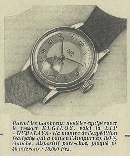 Publicité-Lip-Himalaya-Elgiloy-R25-Maurice-HERZOG-1951-@HAOND-Clément