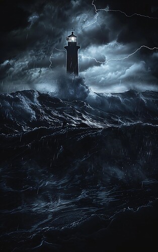 lighthouse-night storm