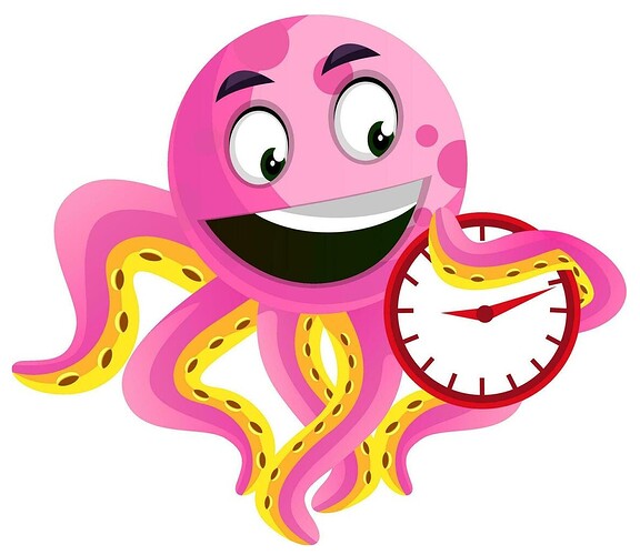 octopus-holding-a-clock-illustration-on-white-background-vector