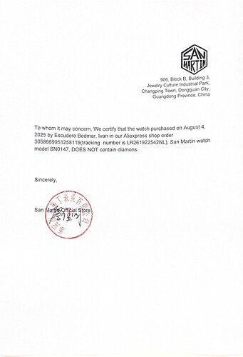 carta san martin diamantes