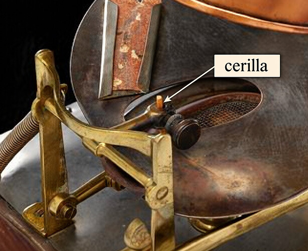Instrumento científico antiguo con etiqueta «cerilla»
