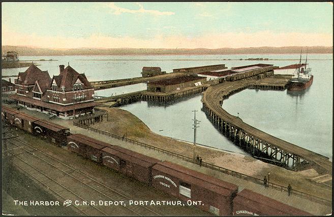 The_Harbour_and_C.N.R_Depot,_Port_Arthur,_Ontario_in_1910